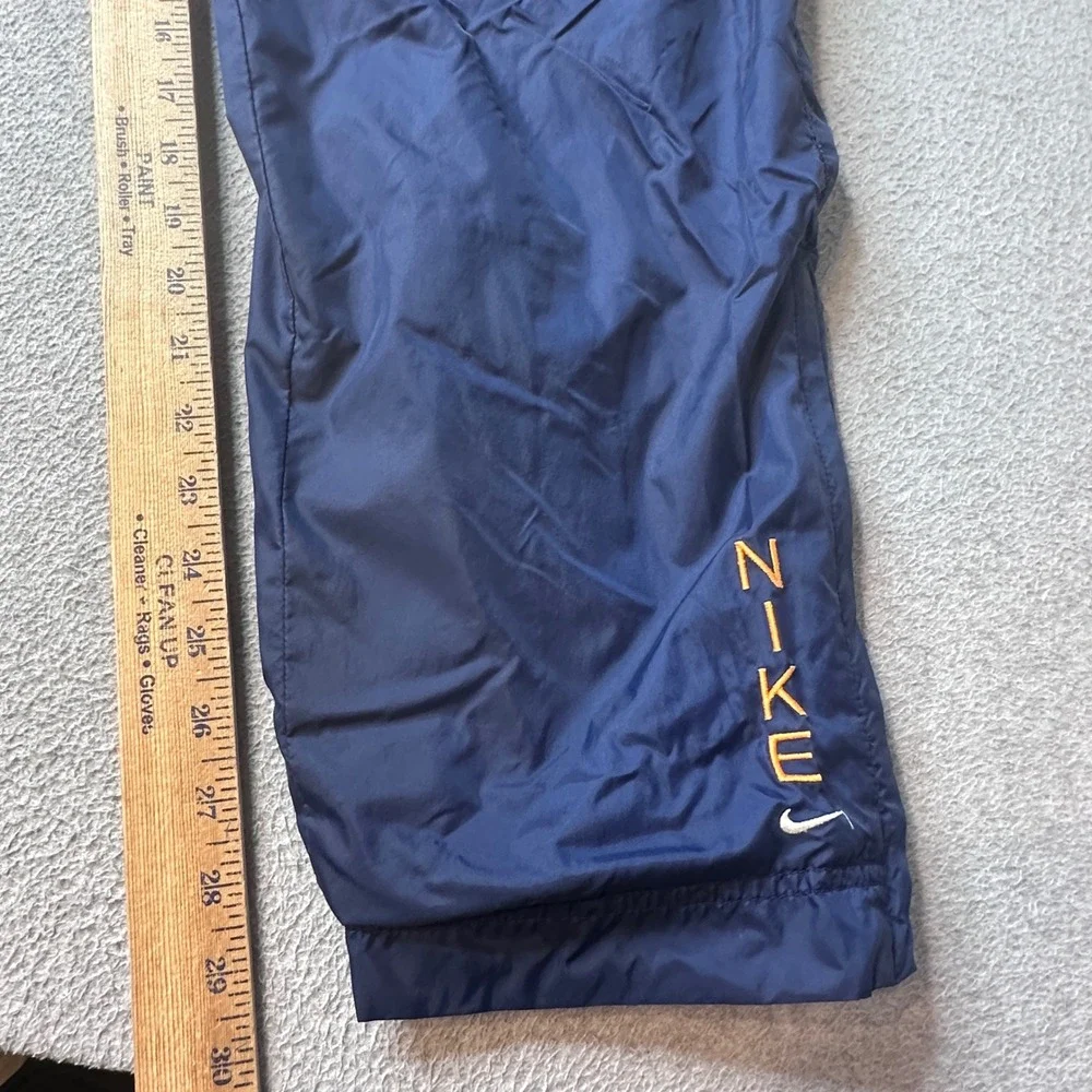 Vintage Nike Pants Boys L 12-14 Windbreaker Navy Blue Embroidered Logo Zip Ankle